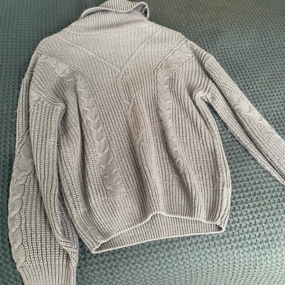 Cozy Gray Cable Knit Sweater